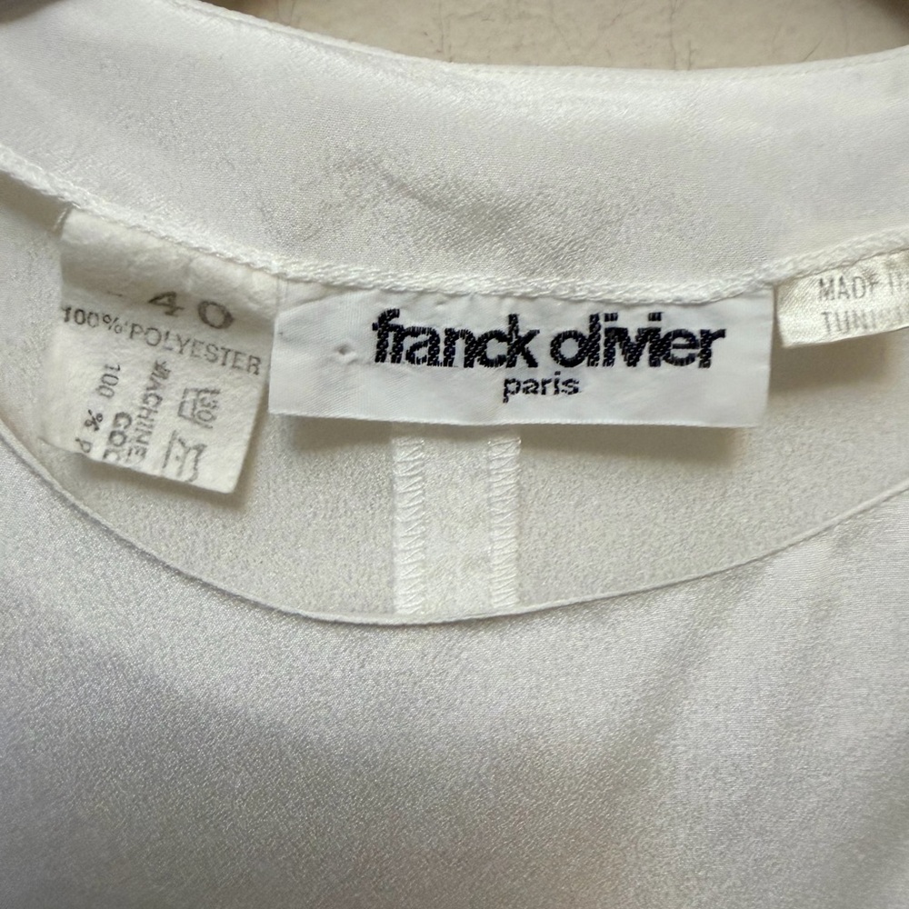 Franck Olivier Paris White Abstract Asymmetrical Blouse Silk Feel - Picture 3 of 7